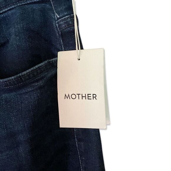 Mother sz 34 The Rascal Sliced Up Heel Dark Denim Flare Jeans Pants NWT $208 - Picture 7 of 13